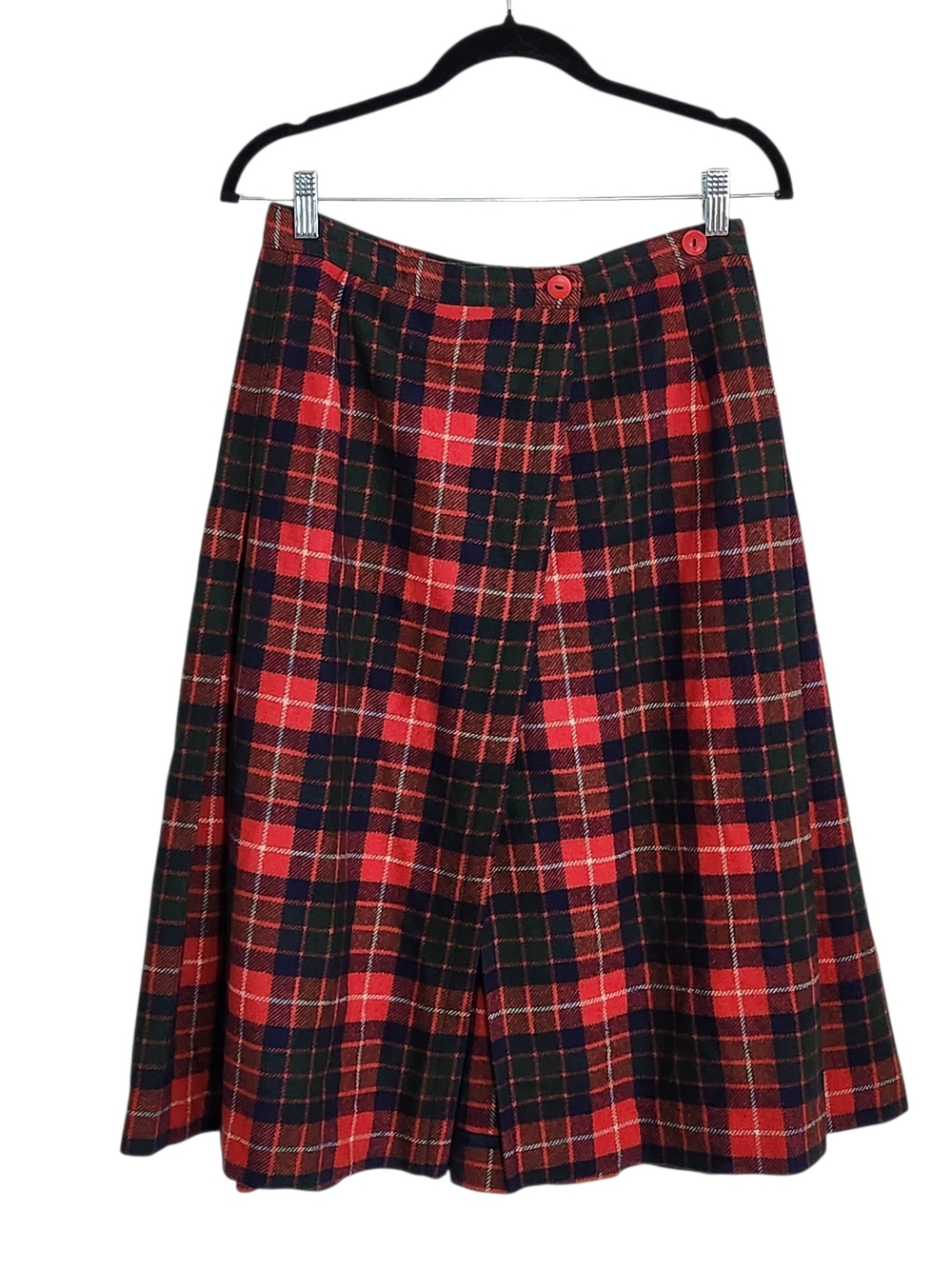 Prestige of Boston Vintage Red Tartan Plaid Wrap Midi Skirt Size 10 Flaw